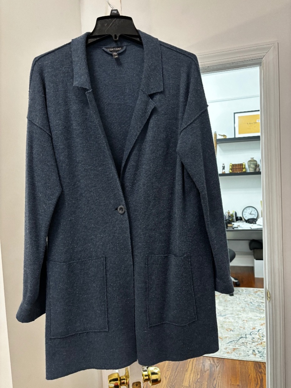 Eileen Fisher sweater jacket in dark blue